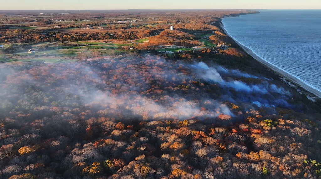 Firefighters from 18 departments battle large brush fire on LI Sound in Baiting Hollow - RiverheadLOCAL
