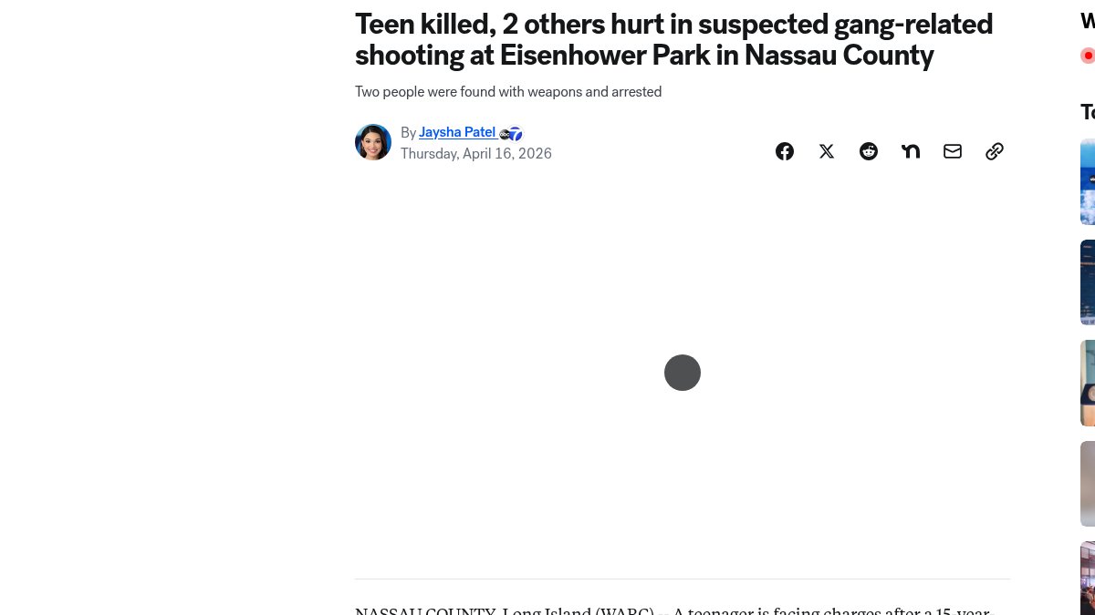 Long Island shooting: Teen killed, 2 others hurt in suspected gang-related shooting at Eisenhower Park in Nassau County - ABC7 New York